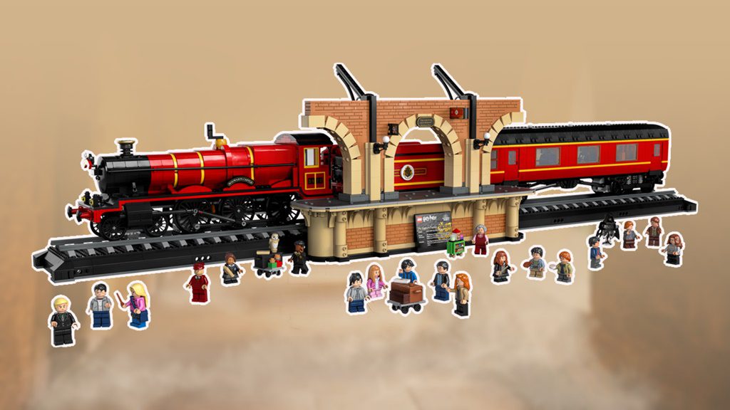 Der Hogwarts Express von LEGO fährt auf Gleis 9¾ ein